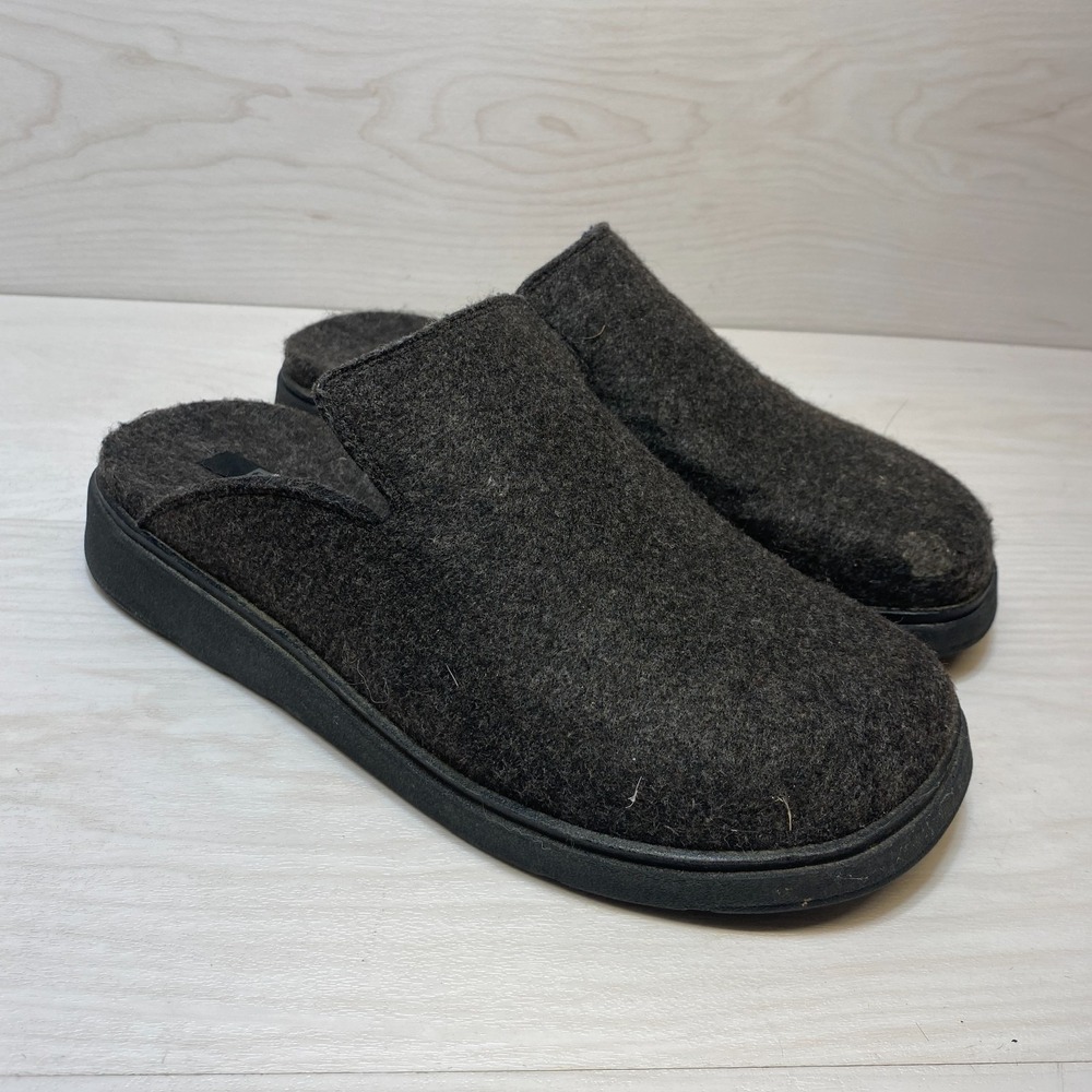 Fitflop Clogs Winter House Sandals Men's Size 11 Dark Grey Felt Slip On GU7-090‎